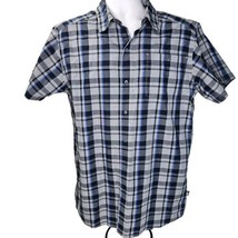 The North Face Snap Button Front Shirt Mens L Blue Plaid Short Sleeve Outdoors - £19.45 GBP