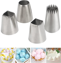 4Pcs X-Large Piping Tips Set, Stainless Steel Square round Frosting Tips, Cake D - £10.16 GBP