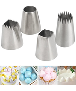 4Pcs X-Large Piping Tips Set, Stainless Steel Square round Frosting Tips... - £10.10 GBP