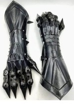 Medieval Black Gauntlet Accents Knight Crusader Armour Steel Gloves Larp... - £71.89 GBP