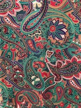 Paisley Design Fabric Reds &amp; Greens Quilting Sewing Crafts 39 x 41&quot; - £11.36 GBP