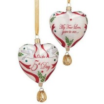 Reed &amp; Barton 5 Golden Rings Glass Ornament Five 12 Days Of Christmas Heart NEW - £326.98 GBP