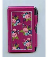 Flip Notes Pink Floral Metal Case with Pen - $9.90