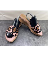 Stuart Weitzman Slides Sandals Women 7M Shoes Pink Animal Hair Leopard P... - $27.54