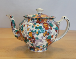 Vintage Crown Ducal Ware Chintz Teapot England CRD85 Fruit Flowers Grannycore - £79.00 GBP