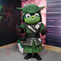 Forest Green Samurai mascot costume character dressed with Leather Jacket and Po - £1,041.78 GBP