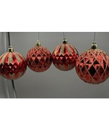 Ornament Christmas Balls 4  Red Geometric Design Gold Silver Glitter 10&quot;... - £9.49 GBP