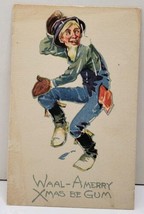 Christmas Waal-A-Merry Xmas Be Gum 1920s Gibson Art  Co.Postcard D18 - £3.08 GBP