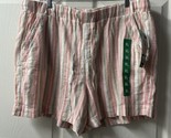 NWT Briggs Womens Size XL Pink Stripe Elastic Waist w Tie Linen Shorts P... - £14.94 GBP