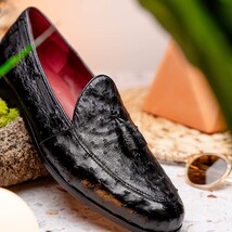 Aubiere Genuine Ostrich Quill Tassel Loafers Black image 11