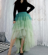 Green High-low Tiered Tulle Skirt Outfit Womens Plus Size Holiday Tulle Skirt image 4