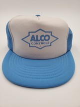 Vintage Snap Back Trucker Hat Light Blue Alco AC Controls with Foam Front - £15.67 GBP