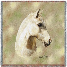 54x54 White Welsh Pony HORSE Lap Square Throw Blanket - £43.52 GBP