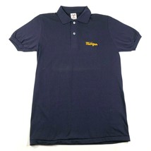 Vintage 90s University of Michigan Mens S Blue Polo Shirt Made in USA Faded - £18.52 GBP