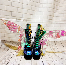 Club Exx Butterfly Fairy Wings Holo Irredescient Platform Boots Size 7 - $129.99