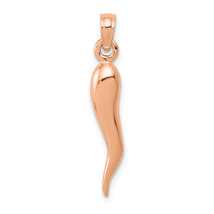 14k Rose Gold Medium 3D Italian Horn Pendant K2735R - $238.91