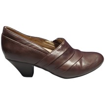 LifeStride Gamut Heel Shoes Womens Size 8M Brown Manmade Almond Toe Slip On - £19.95 GBP