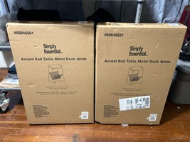 2 Pack Accent End Side Table w/ Metal Wire Book Magazine Rack, White Lig... - $69.95