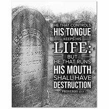 Express Your Love Gifts Bible Verse Canvas His Tongue Keeps His Life Proverbs 13 - £54.26 GBP