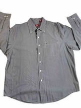 Izod Luxury Sport Shirt Men&#39;s XL Long Sleeve Plaid Gray Black Button Up ... - $9.89