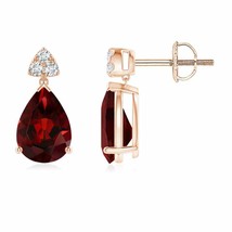 ANGARA Garnet Pear-Shaped Drop/Dangle Earrings in 14k Solid Gold (AAA, Size-8x6) - £436.84 GBP