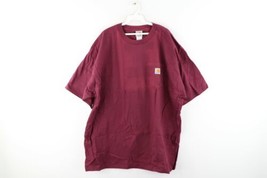 NOS Vintage 90s Carhartt Mens 2XL Spell Out Pocket T-Shirt Burgundy USA Cotton - £39.18 GBP