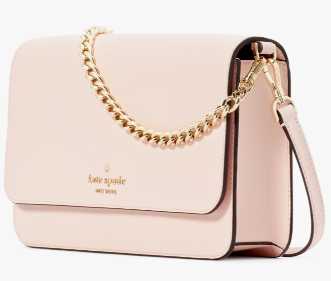 Kate Spade Madison Flap Crossbody Bag Conch Pink Leather Chain KC430 NWT $349
