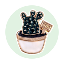 Botany Plants Enamel Tiny Pin: Cactus Potted Plant - $12.90