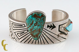 Designer Abraham Begay Native American Sterling Silver Cuff w/ Turquoise Stones - $1,247.40