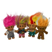 Troll Dolls 4&quot; Collection/Lot of 4 Different Colorful Hair &amp; Outfits - £15.34 GBP