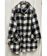 Women&#39;s 3X Black &amp; White Heavy Plaid Coat SEE DESCRIPTION - $49.18 CAD