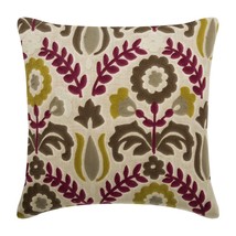 Decorative 16&quot;x16&quot; Embroidery Beige &amp; Multi Linen Pillow Covers - Folk Art - £23.50 GBP+