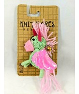 Knitmares Unicorn Wings Keychain Yarn Green Pink Pegasus Backpack Hanger... - $9.99