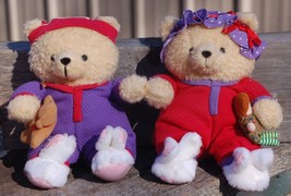 Hallmark Bears Hunky &amp; Dorie Plush Easter Bunny Slippers - £19.33 GBP
