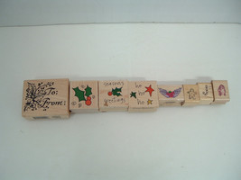 Holiday themed rubber stamp 8 mixed lot wood mounted gingerbread man can... - $19.75