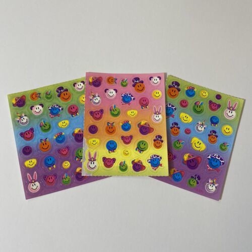 Primary image for Vintage Lisa Frank Smiley Faces Rainbow Sticker Mods S688