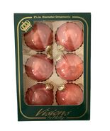 Vintage Visions by Holly Christmas Ornaments Pink Mauve Glass 2.5” Boxed... - $27.00