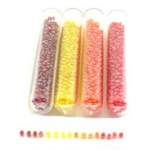 4 Tubes Lustered Glass Seed Red Yellow Orange Beads Beading Jewelry Making - £6.05 GBP