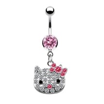 1Pc Cute Cat Belly Button Ring Navel Piercing Belly Button Piercing Ring Jewelry - £10.47 GBP