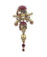 LO2416 - Gold White Metal Brooches with Top Grade Crystal  in Multi Color - $64.17 CAD