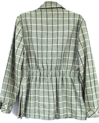 VTG 70s American Male Wool Herringbone Plaid Jacket Green Brass Snap 44R Lined Item image 2