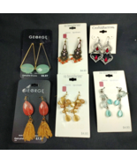 Dangle Earrings for Women 6 Pairs New on Cards Long Stones Boho Rhinesto... - $18.69