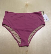 Shade &amp; Shore High Waist Medium Coverage Pink Bikini Bottom Medium (8-10) - £15.45 GBP