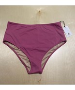 Shade &amp; Shore High Waist Medium Coverage Pink Bikini Bottom Medium (8-10) - £16.44 GBP