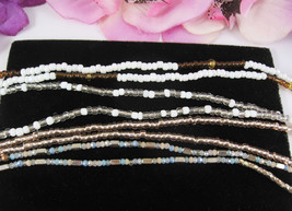 Lot of 4 SEEDBEAD NECKLACES Vintage GLASS Seed Beads White Brown Coppertone - $19.79