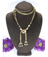 FASHIONETTE Sarah Coventry SAUTOIR NECKLACE Vintage Goldtone Tassels Bea... - $29.57 CAD