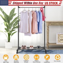 Heavy Duty Clothing Rack Rolling Collapsible Clothes Garment Rack Stand ... - $40.84