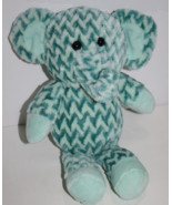 Kellytoy Elephant 10&quot; ZigZag Chevron Stripe Green Teal Plush Soft Toy St... - $19.01 CAD