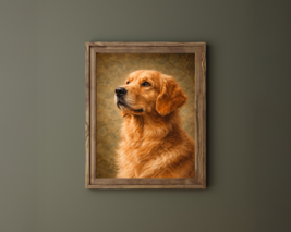 Golden Retriever Wall Art Printable | Dog Portrait Painting | Digital Do... - $3.00