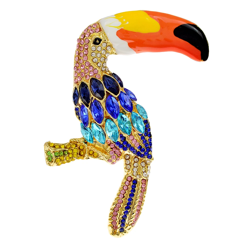 CINDY XIANG Rhinestone Toucan Large Parrot Brooches For Women  Pin Colorful  Jew - £77.79 GBP